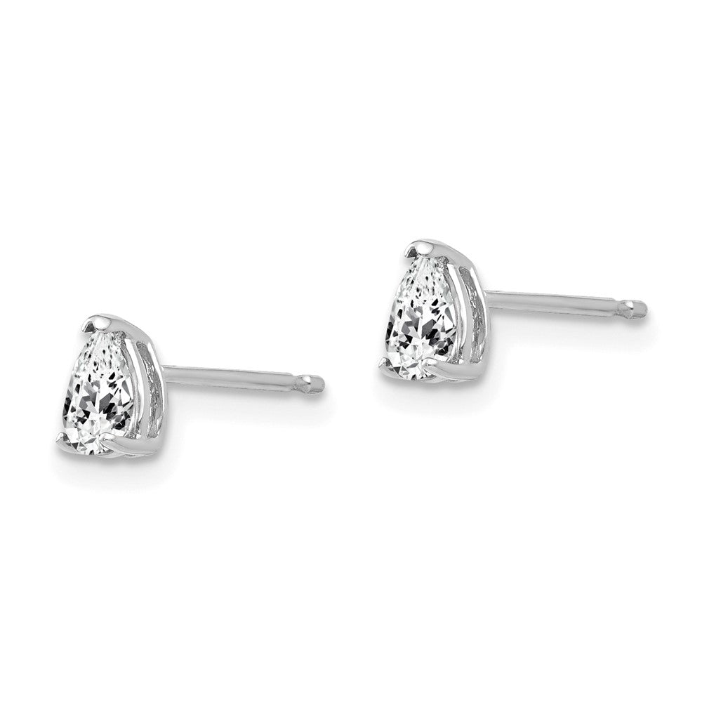 14k White Gold Cubic Zirconia pear stud Earrings