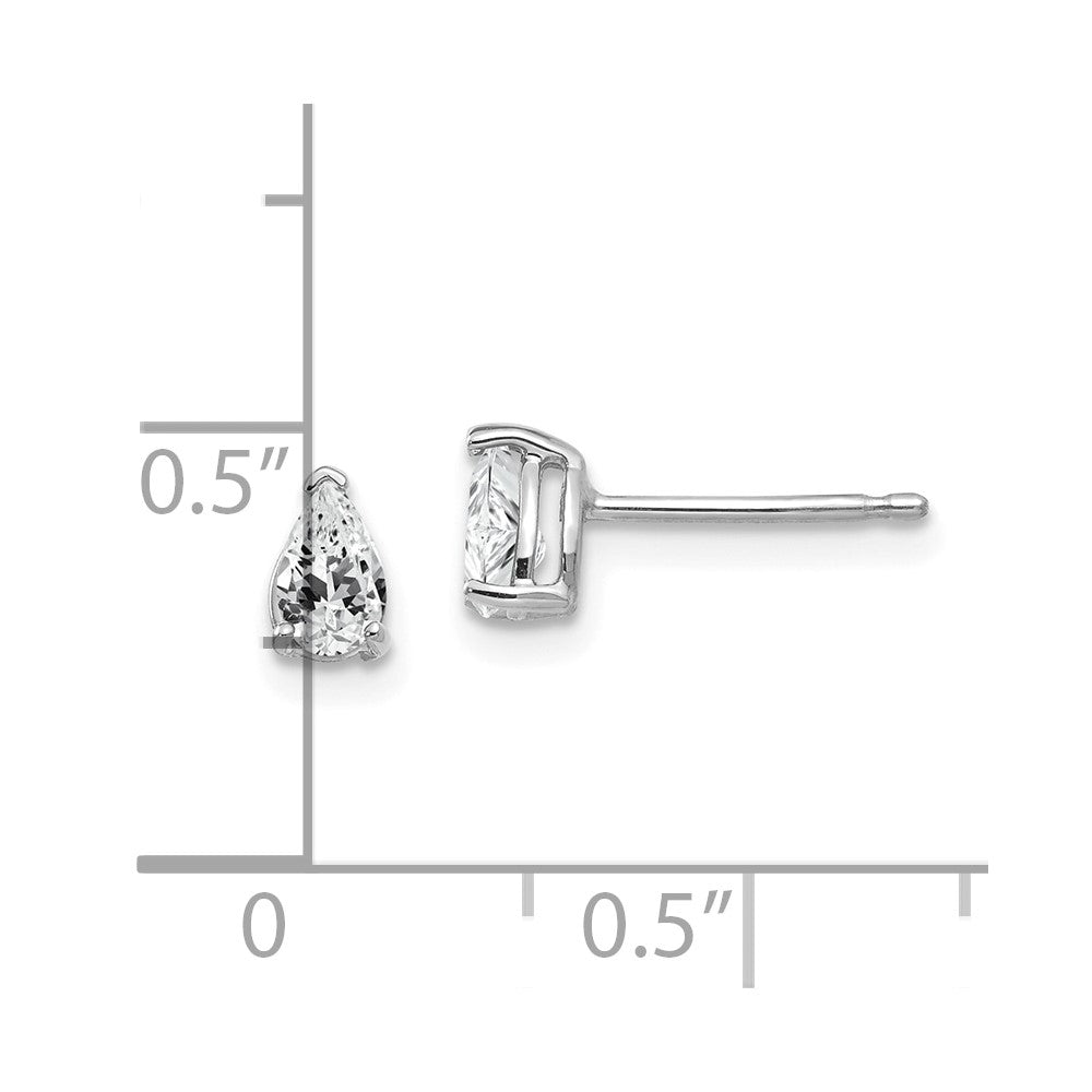 14k White Gold Cubic Zirconia pear stud Earrings