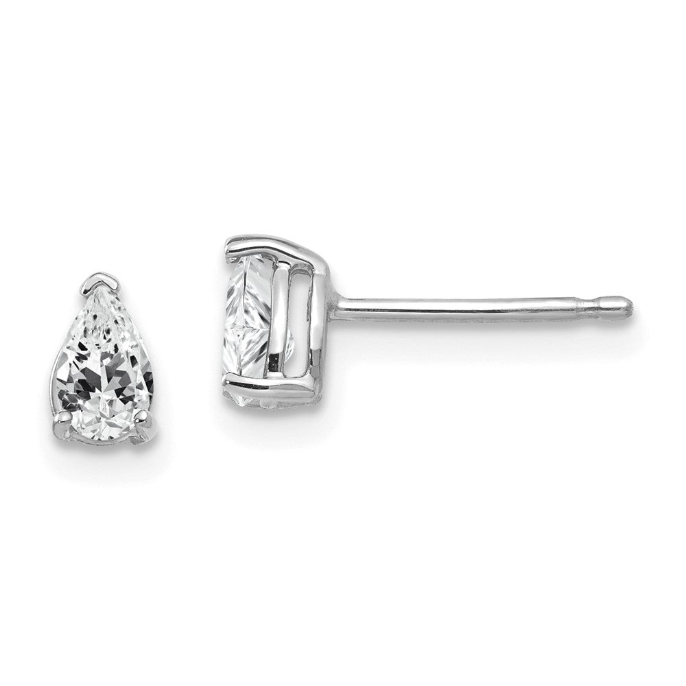 14k White Gold Cubic Zirconia pear stud Earrings