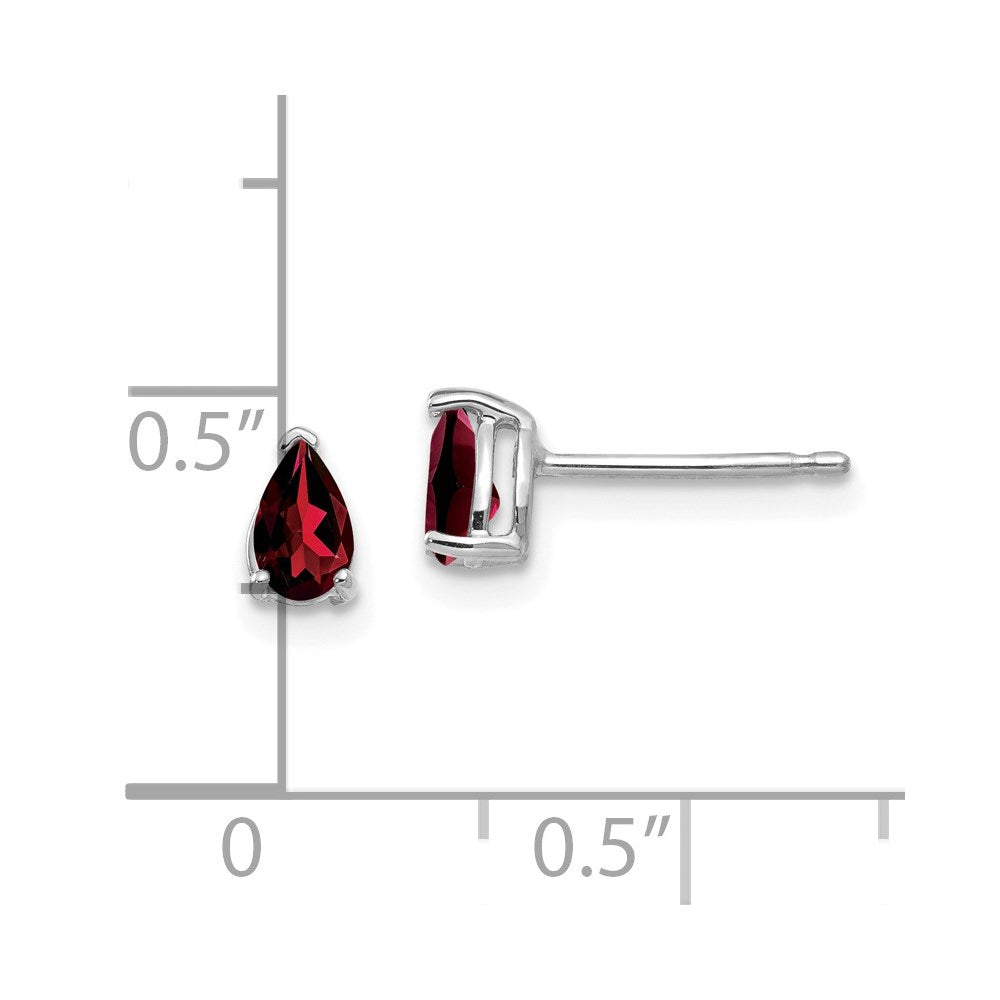 14k White Gold 5x3mm Pear Garnet Earrings