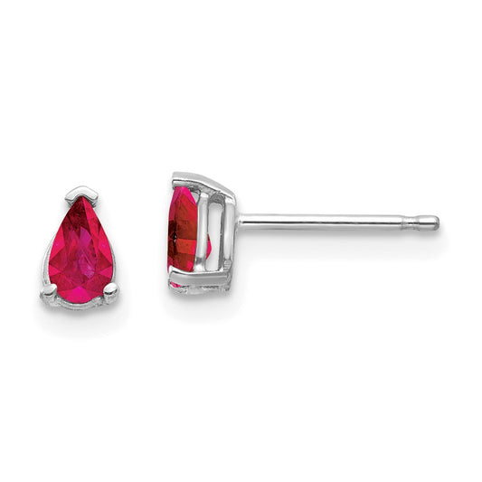 14k White Gold Ruby Earrings