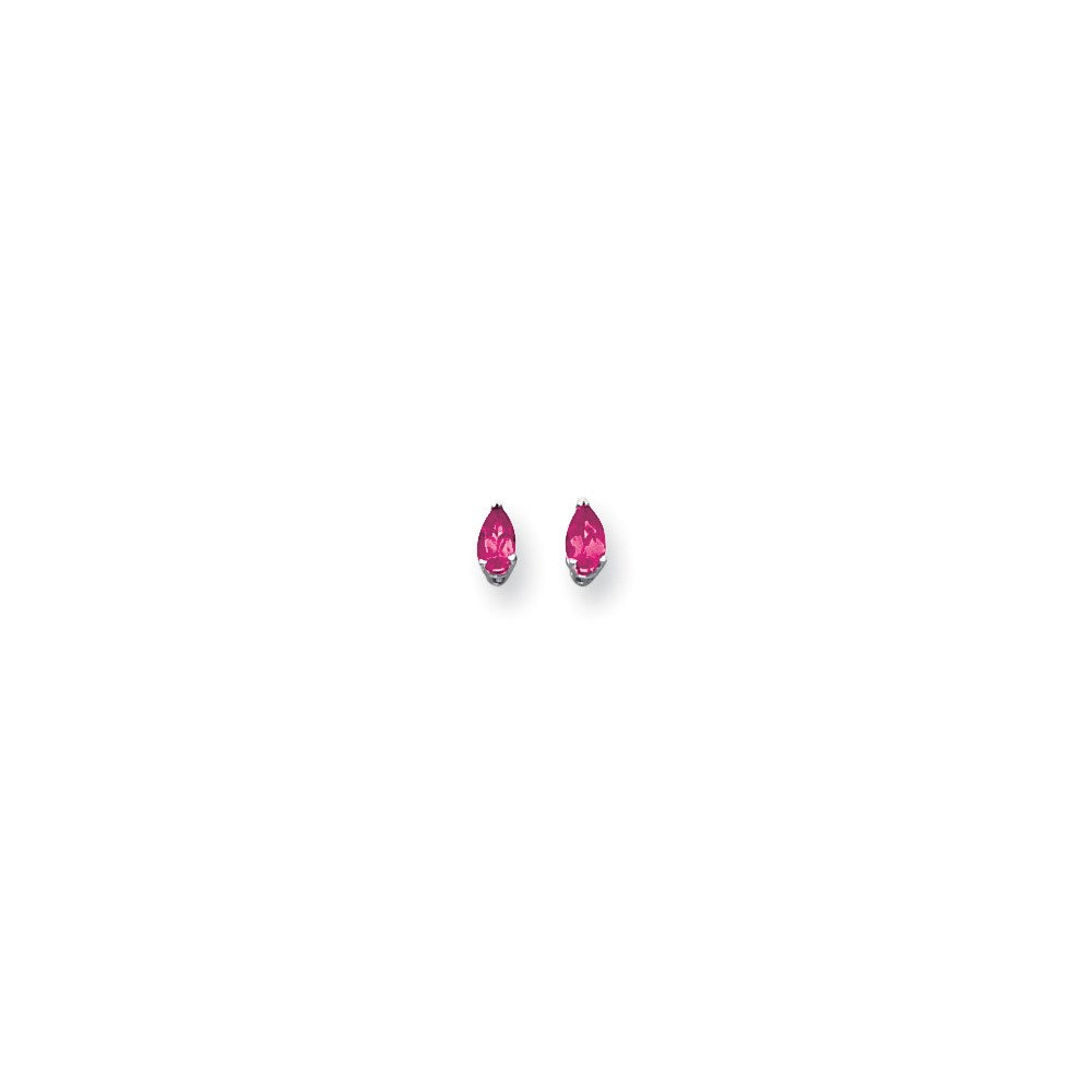 14k White Gold 5x3mm Pear Pink Sapphire Earrings