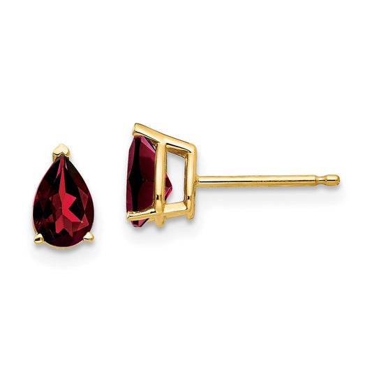 14k Yellow Gold 6x4mm Pear Garnet Earrings