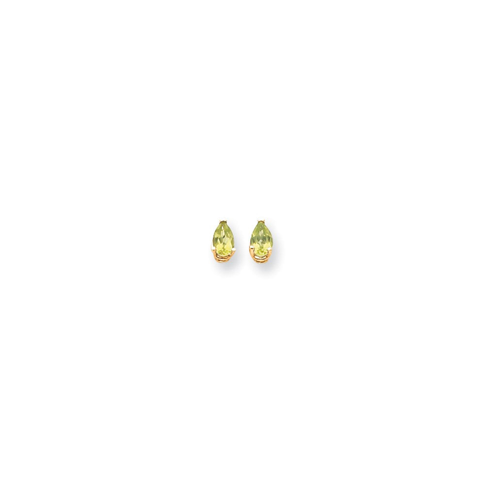 14k Yellow Gold 6x4mm Pear Peridot Earrings