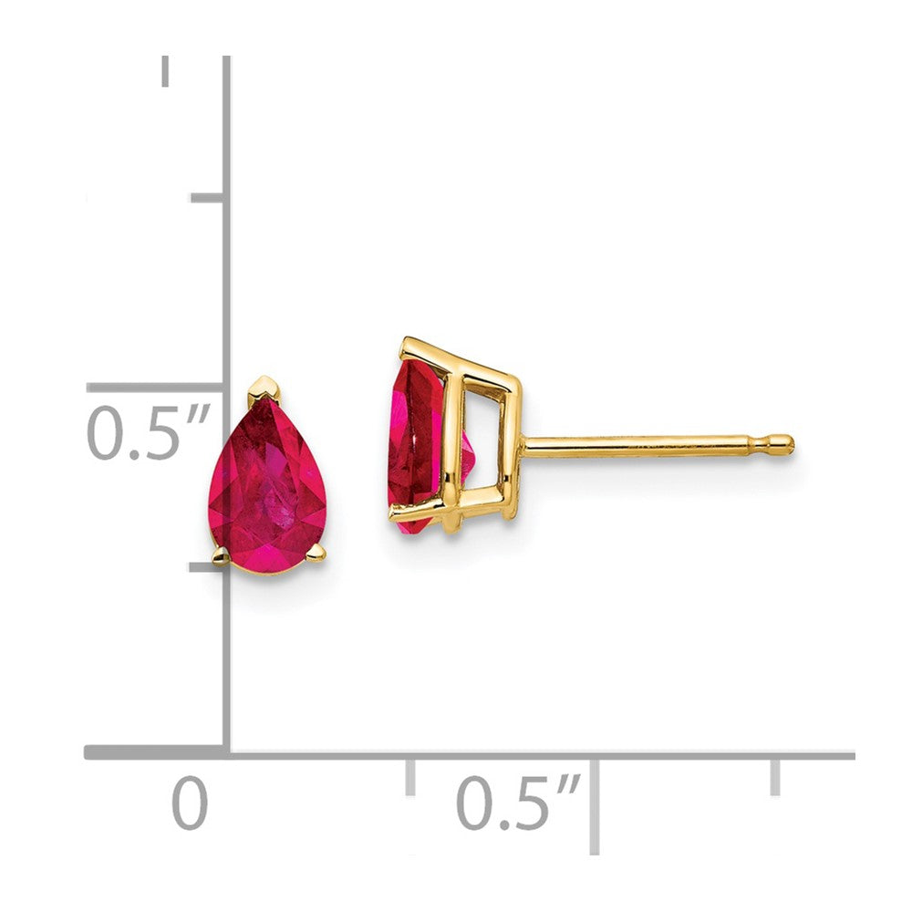 14k Yellow Gold 6x4mm Pear Ruby Earrings