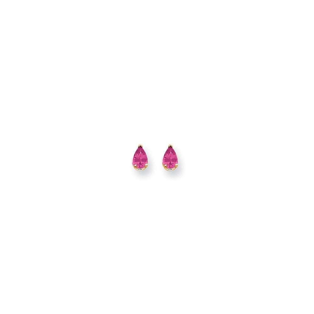 14k Yellow Gold 6x4mm Pear Pink Sapphire Earrings