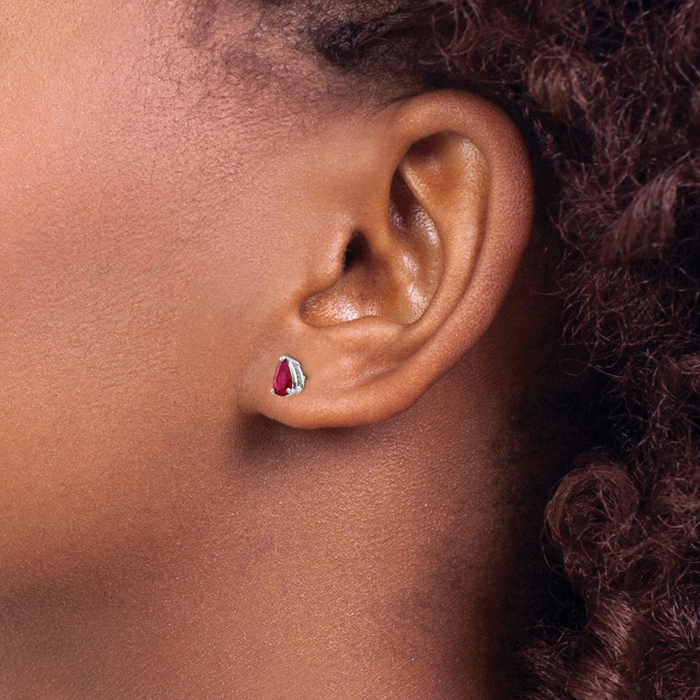 14k White Gold Ruby Earrings