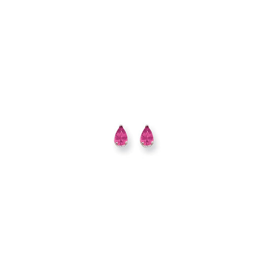 14k White Gold 6x4mm Pear Pink Sapphire Earrings