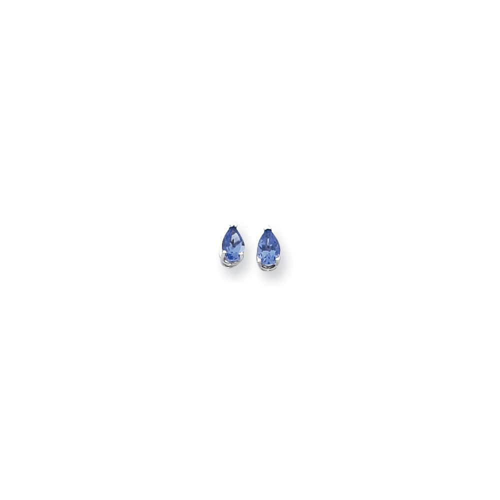 14k White Gold 6x4mm Pear Tanzanite earring