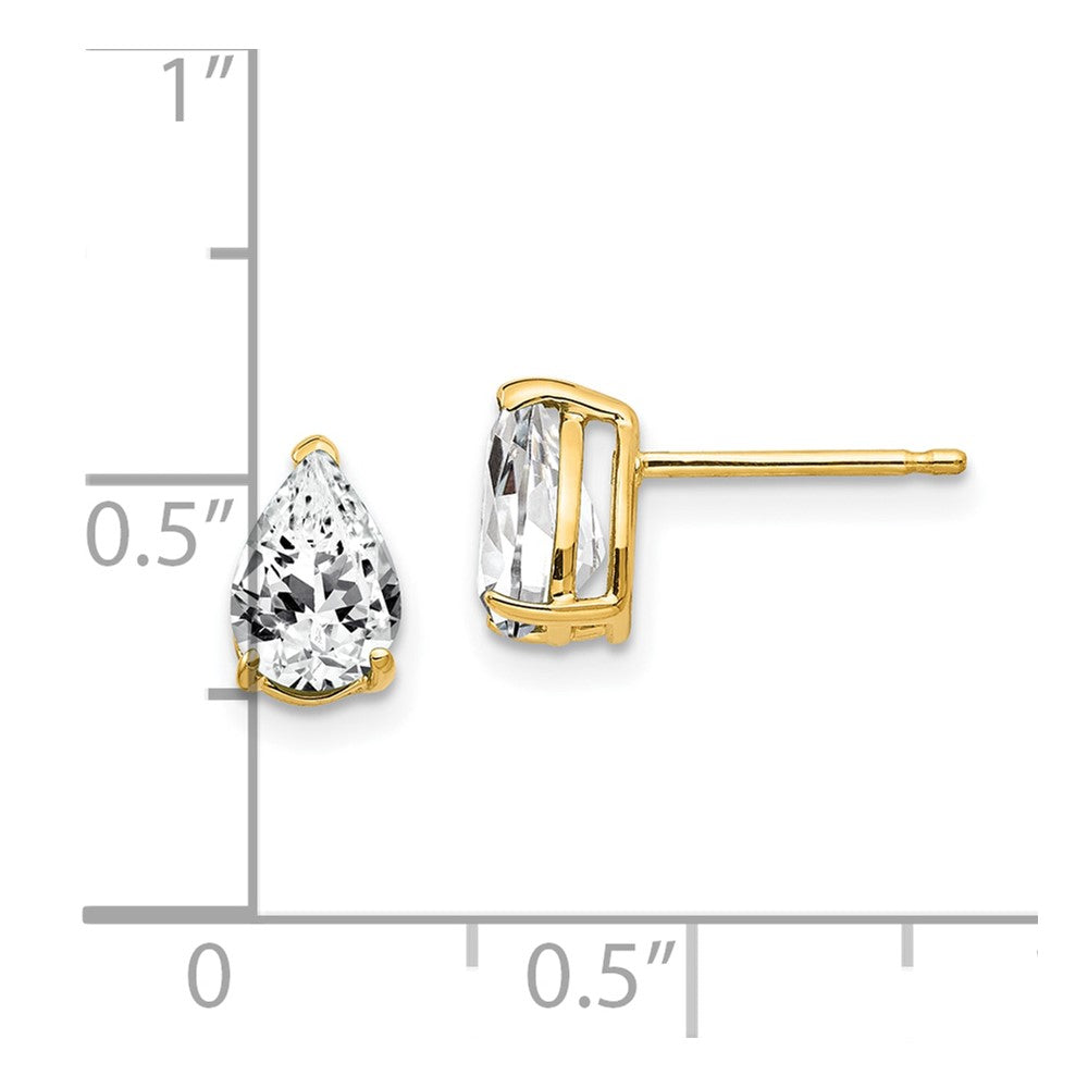 14k Yellow Gold 7x5mm Pear Cubic Zirconia Earrings