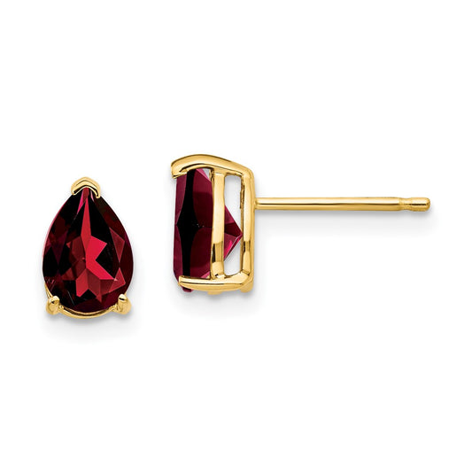 14k Yellow Gold 7x5mm Pear Garnet Earrings