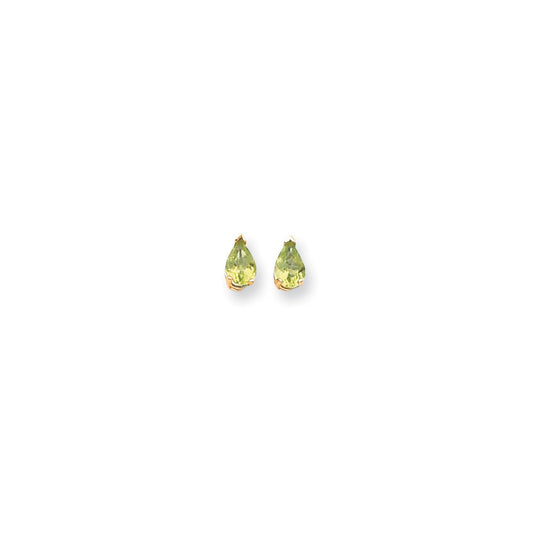 14k Yellow Gold 7x5mm Pear Peridot Earrings