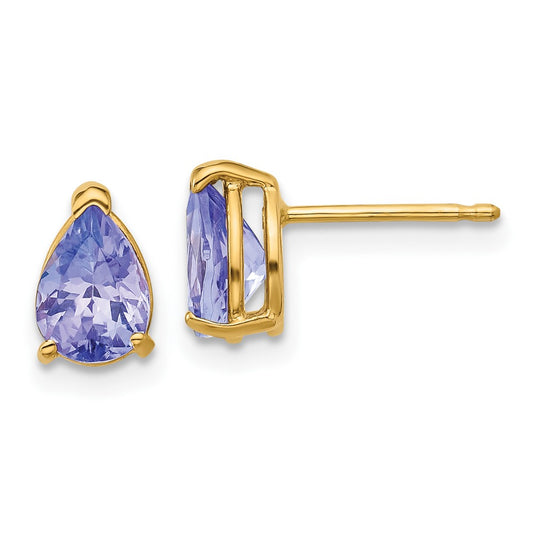 14k Yellow Gold 7x5mm Pear Tanzanite earring