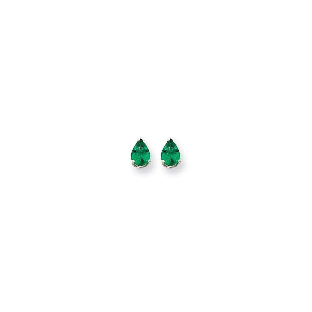 14k Yellow Gold Emerald pear stud Earrings