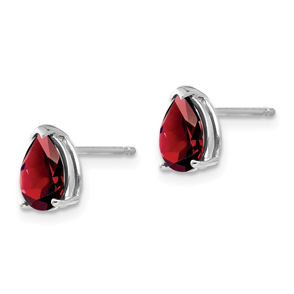 14k White Gold 7x5mm Pear Garnet Earrings