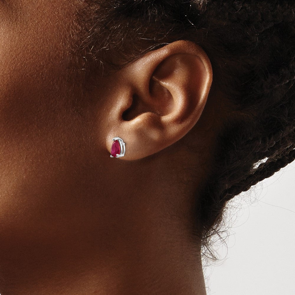 14k White Gold Ruby Earrings