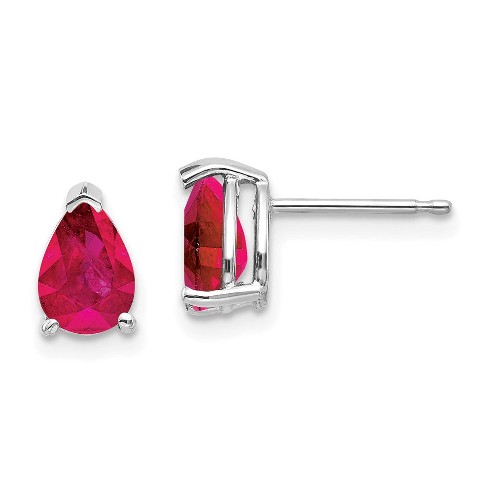 14k White Gold Ruby Earrings