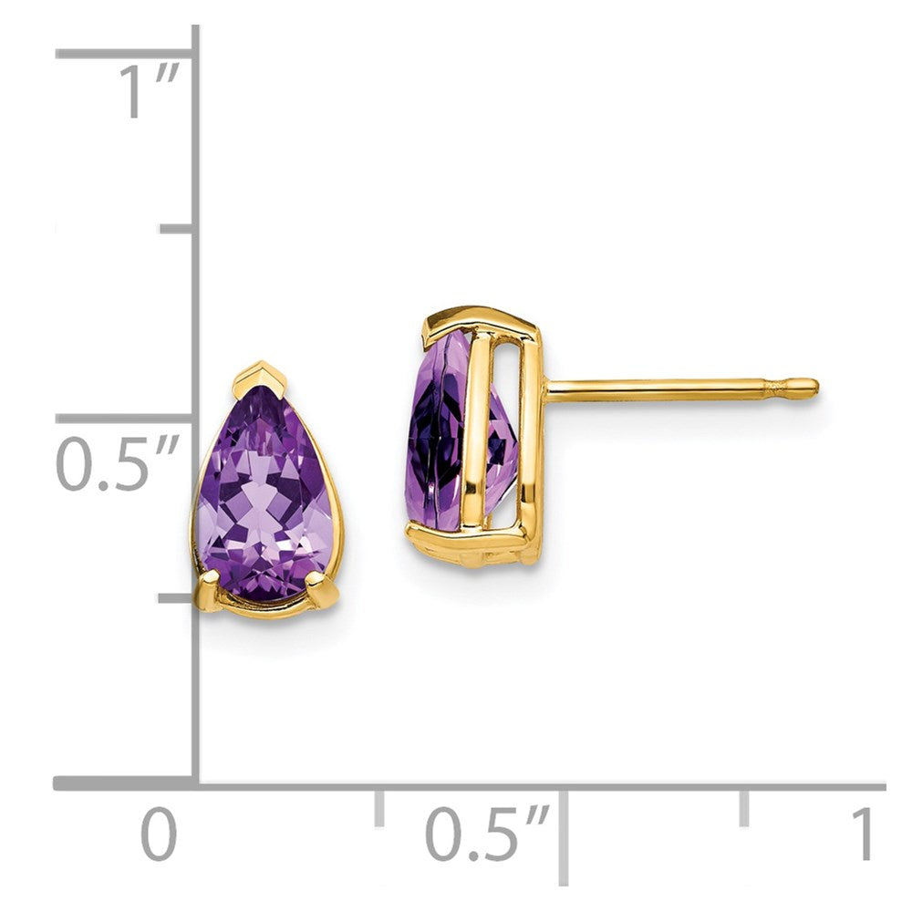 14k Yellow Gold 8x5mm Pear Amethyst Earrings