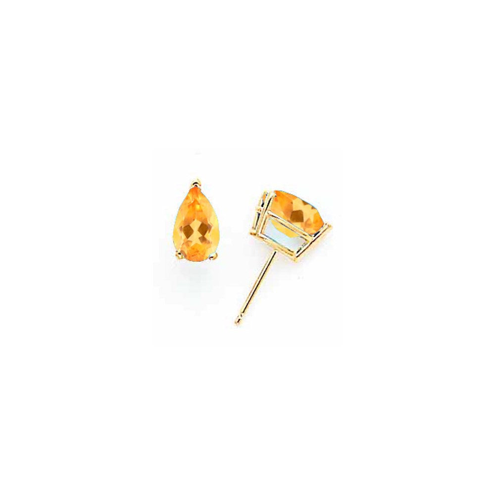 14k Yellow Gold 8x5mm Pear Citrine Earrings