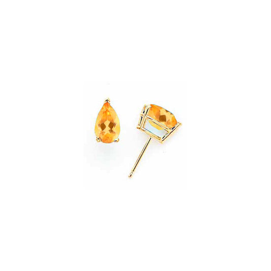 14k Yellow Gold 8x5mm Pear Citrine Earrings