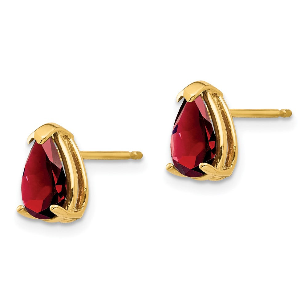 14k Yellow Gold 8x5mm Pear Garnet Earrings