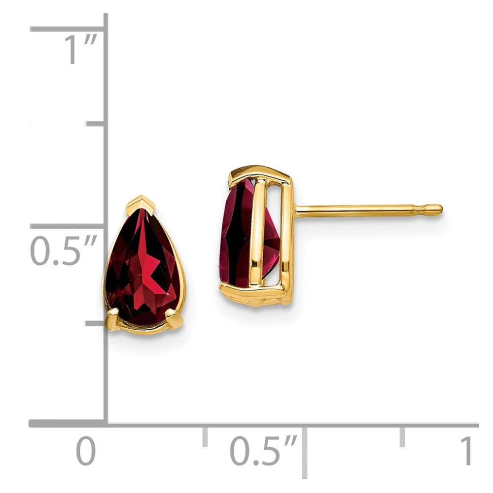 14k Yellow Gold 8x5mm Pear Garnet Earrings