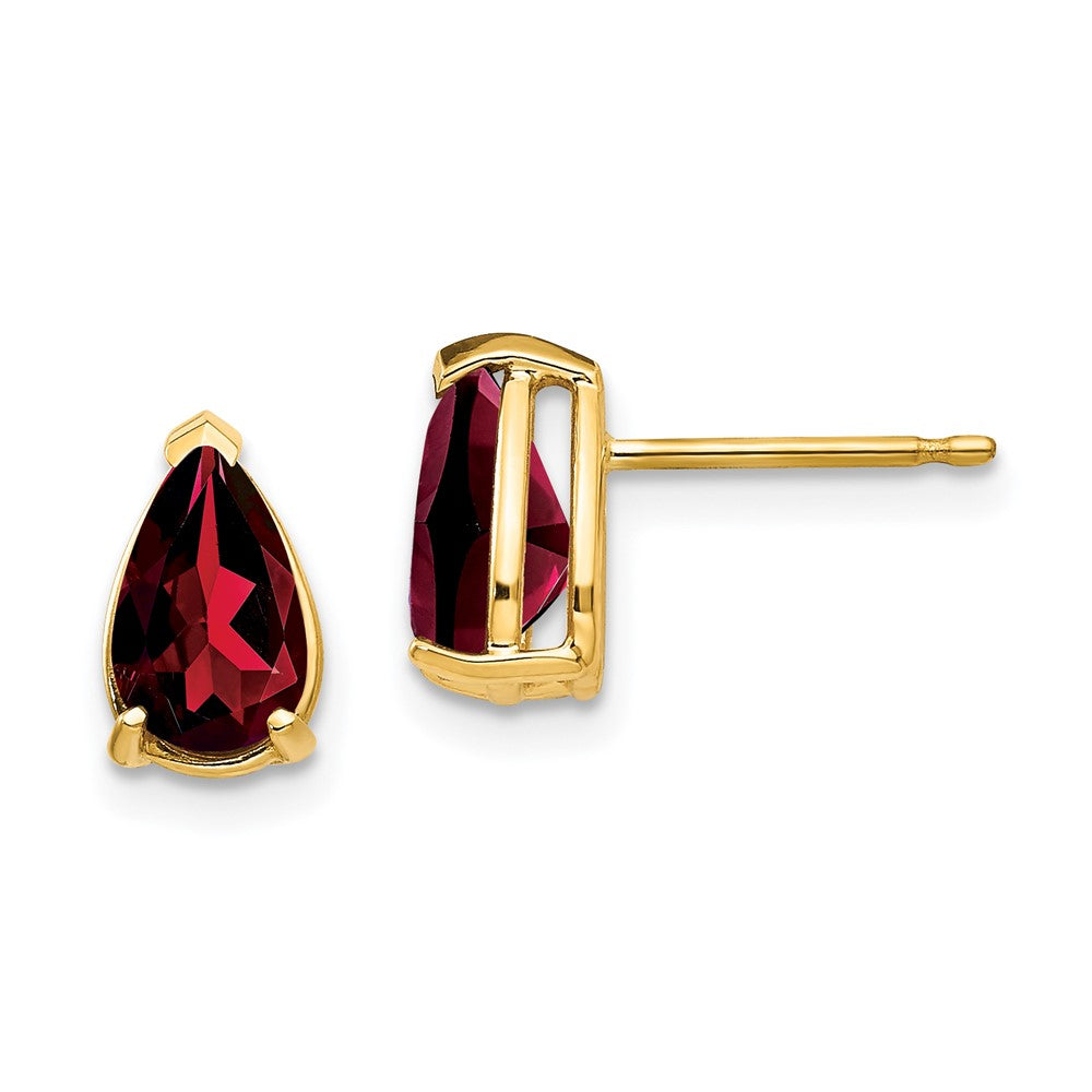 14k Yellow Gold 8x5mm Pear Garnet Earrings