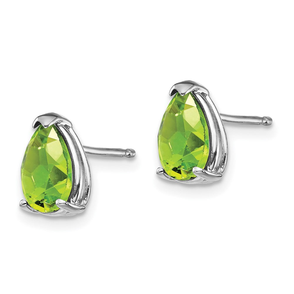 14k White Gold 8x5mm Pear Peridot Earrings