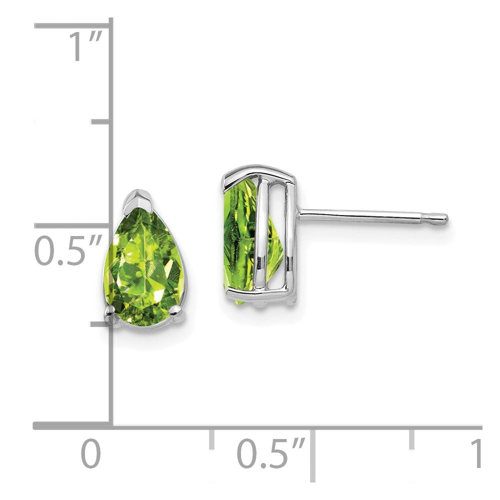 14k White Gold 8x5mm Pear Peridot Earrings