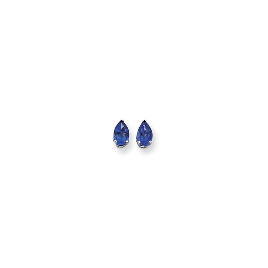 14k White Gold 8x5mm Pear Sapphire Earrings