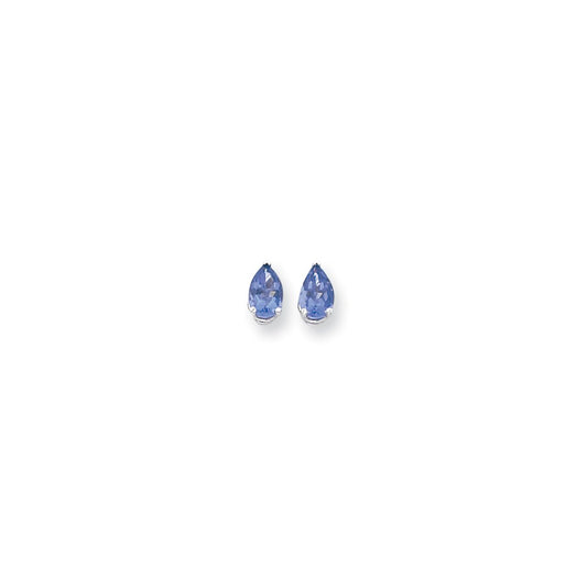 14k White Gold 8x5mm Pear Tanzanite earring