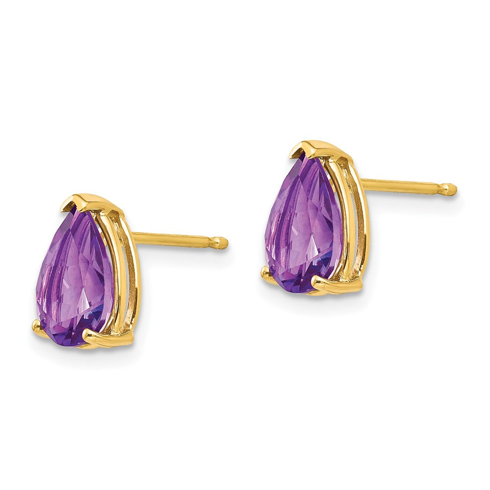 14k Yellow Gold 9x6mm Pear Amethyst Earrings