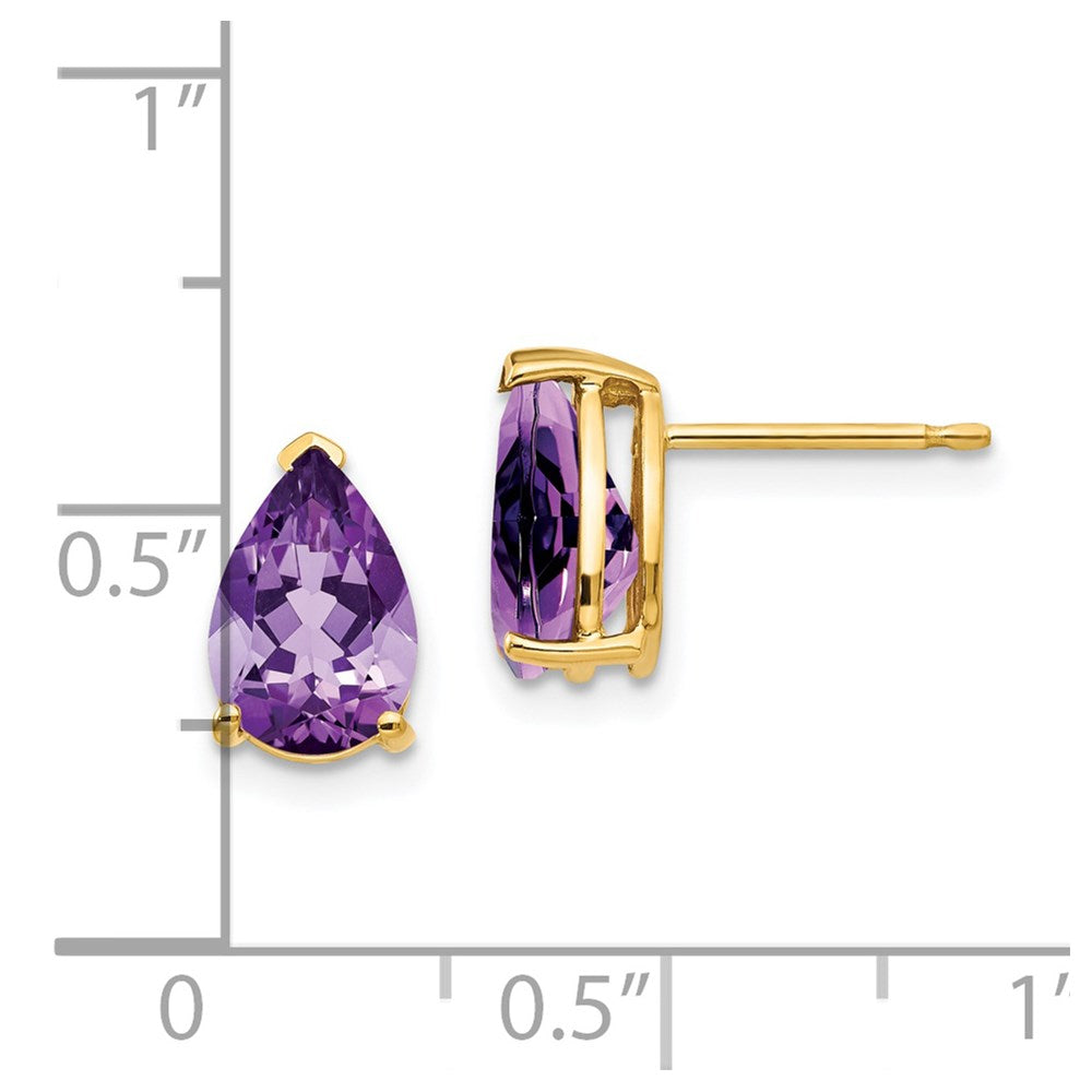 14k Yellow Gold 9x6mm Pear Amethyst Earrings