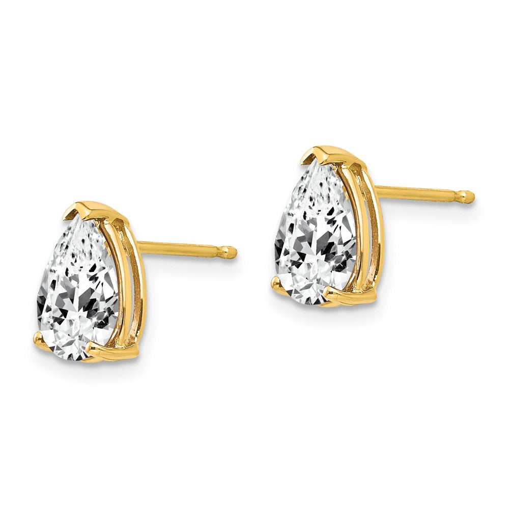 14k Yellow Gold 9x6mm Pear Cubic Zirconia Earrings