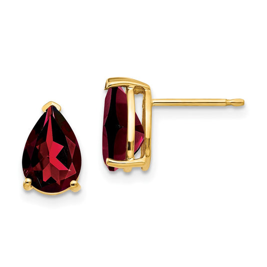 14k Yellow Gold 9x6mm Pear Garnet Earrings