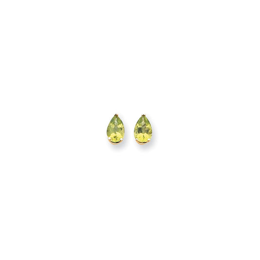 14k Yellow Gold 9x6mm Pear Peridot Earrings