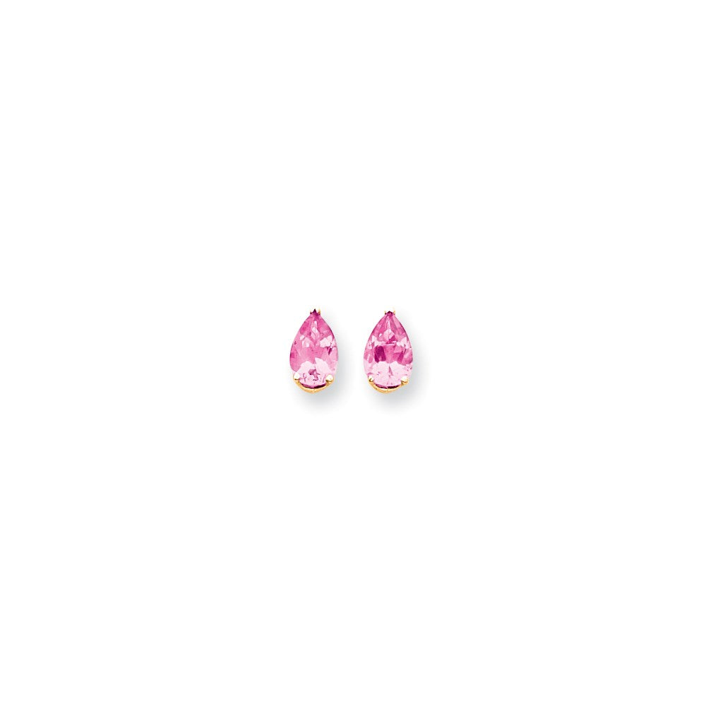 14k Yellow Goldy Pear Shaped Pink Tourmaline stud earrings