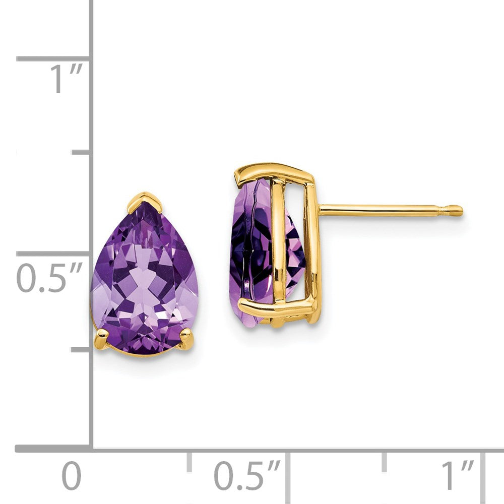 14k Yellow Gold 10x7mm Pear Amethyst Earrings