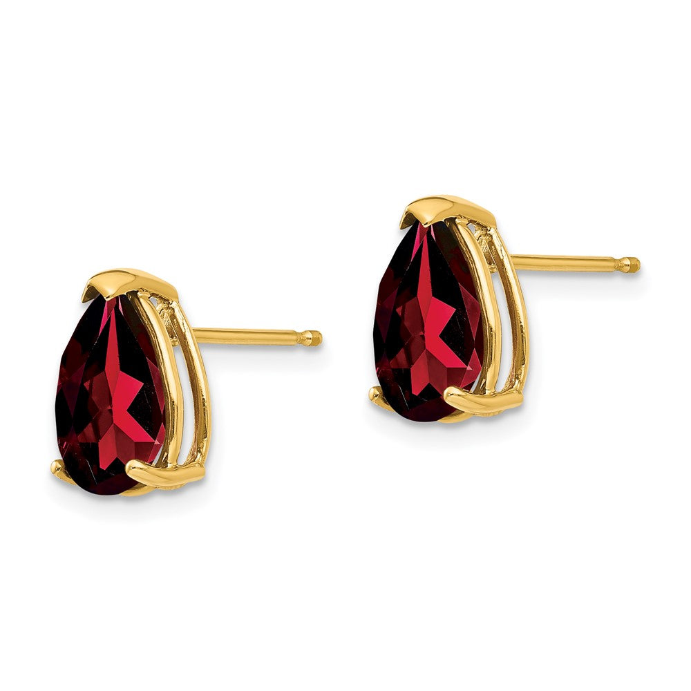 14k Yellow Gold Garnet Pear Stud Earrings