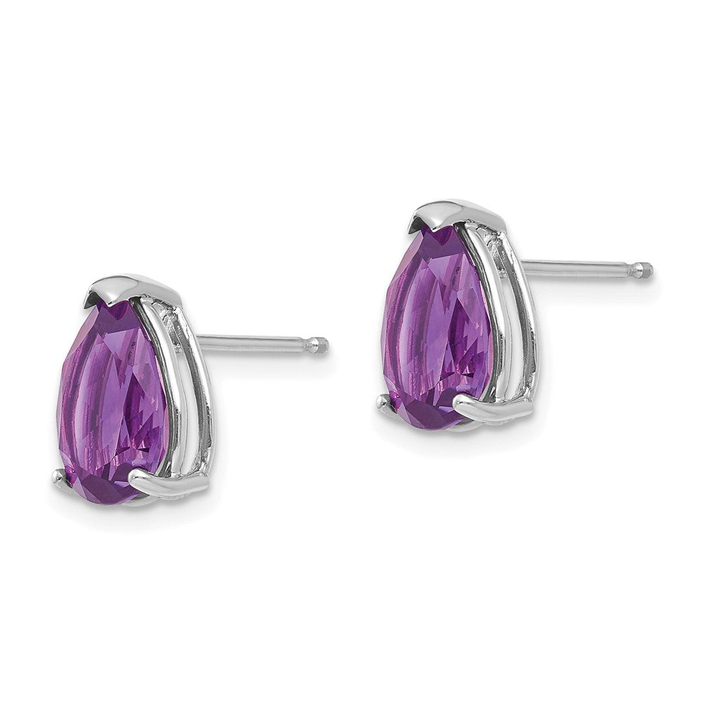 14k White Gold Amethyst Pear Stud Earrings