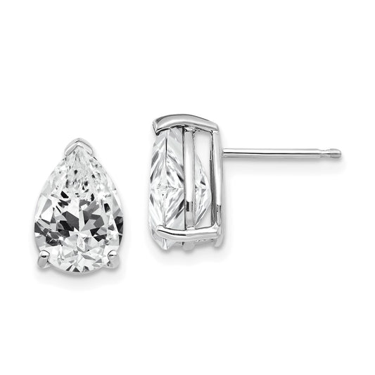 14k White Gold Cubic Zirconia Pear Stud Earrings