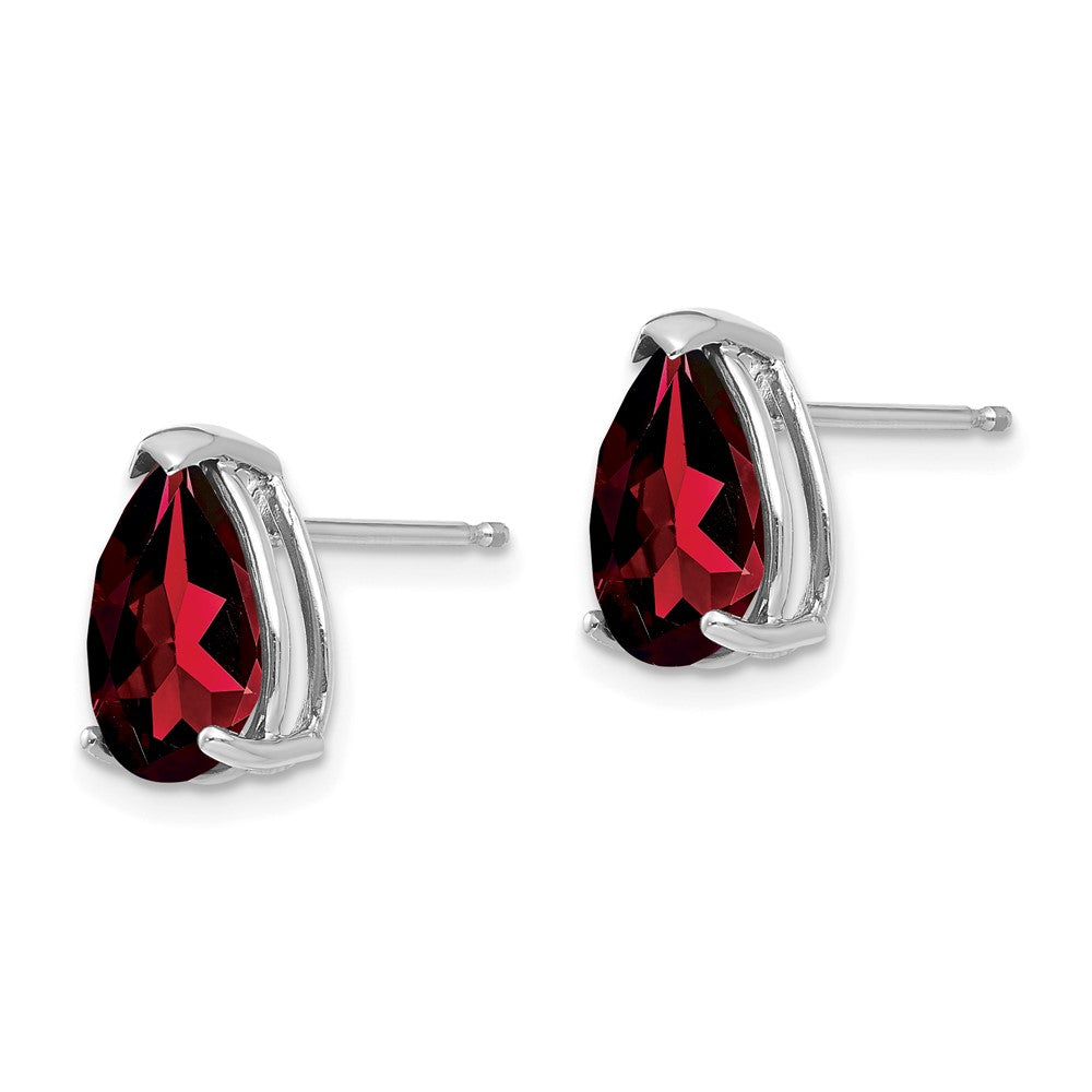 14k White Gold 10x7mm Pear Garnet Earrings