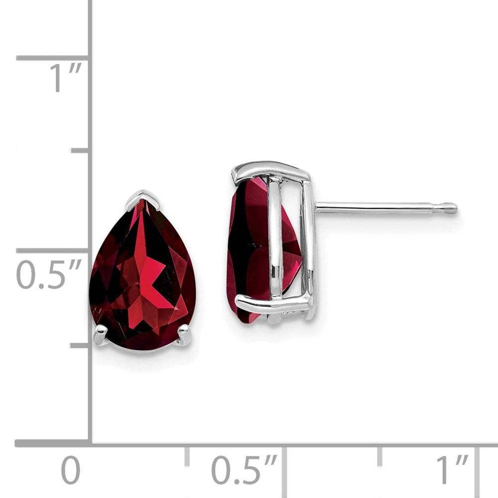 14k White Gold 10x7mm Pear Garnet Earrings