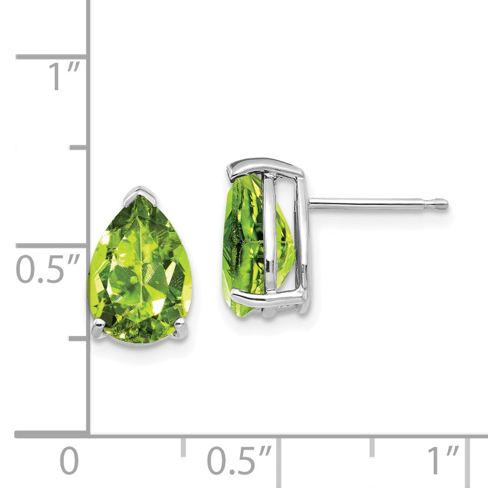 14k White Gold 10x7mm Pear Peridot Earrings