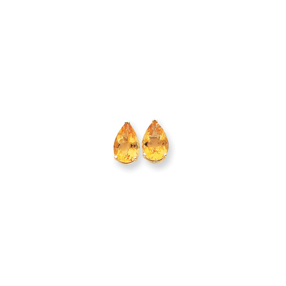 14k Yellow Gold 12x8mm Pear Citrine Earrings