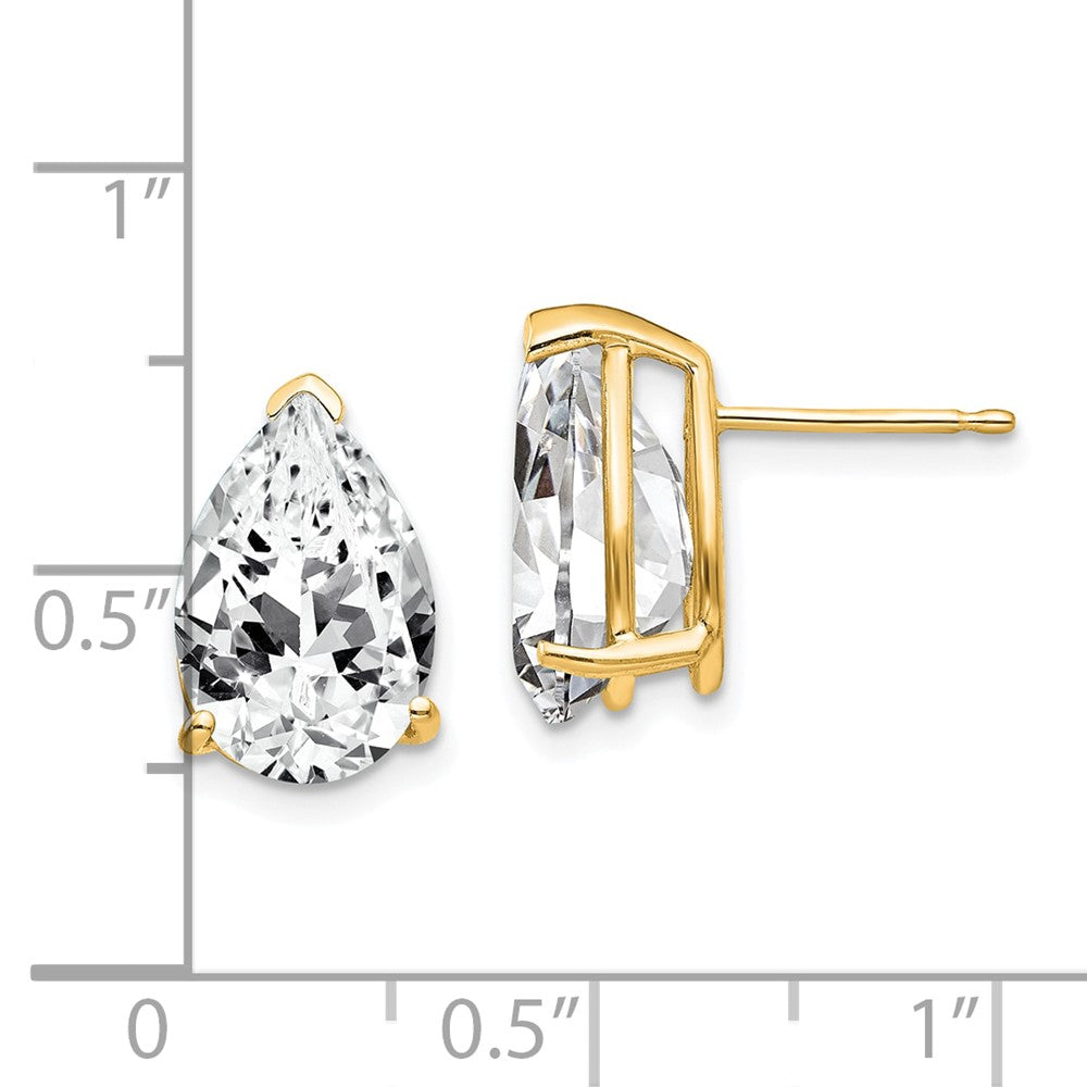 14k Yellow Gold 12x8mm Pear Cubic Zirconia Earrings