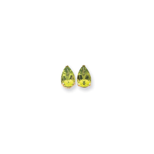 14k Yellow Gold 12x8mm Pear Peridot Earrings