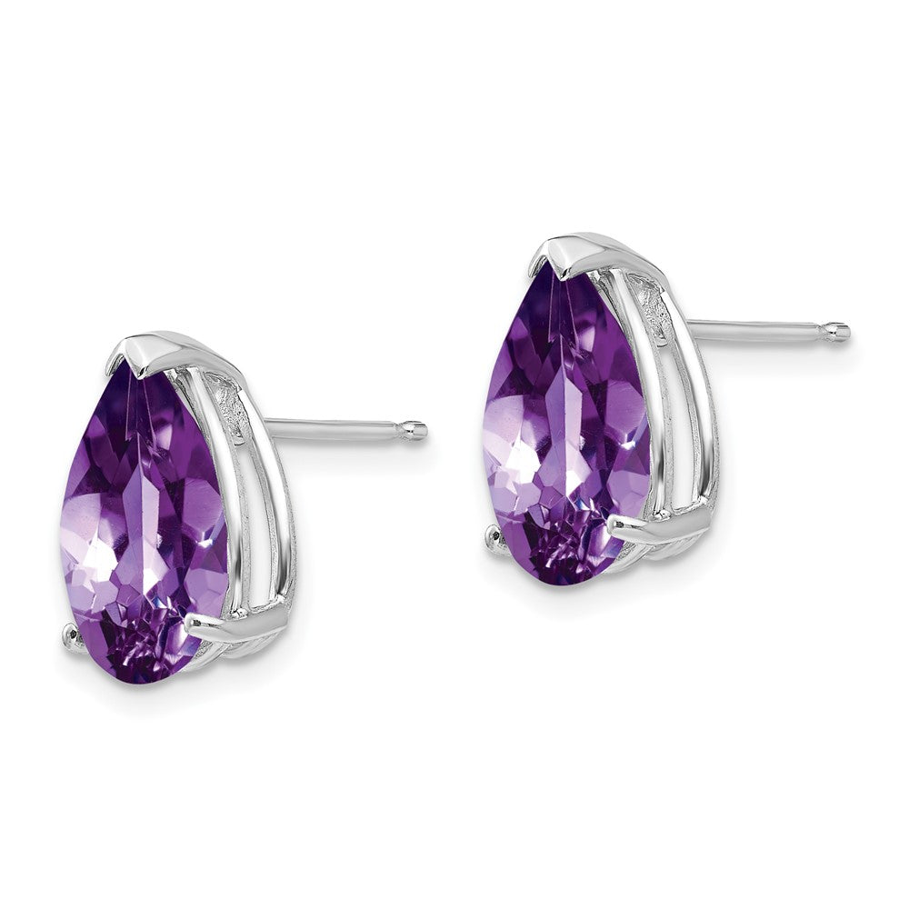 14k White Gold Amethyst Pear Stud Earrings