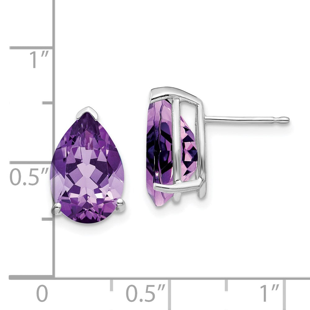 14k White Gold Amethyst Pear Stud Earrings