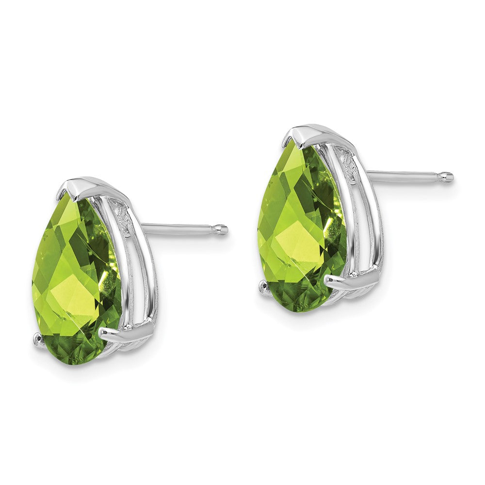 14k White Gold Peridot Pear Stud Earrings